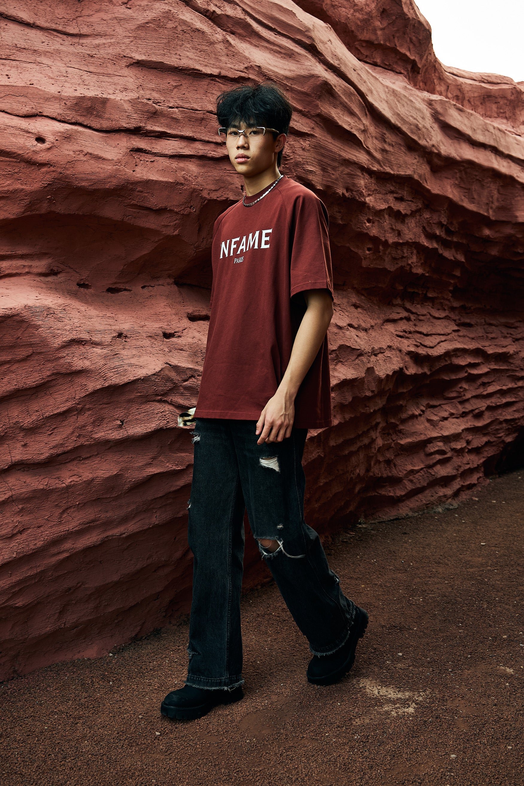 L’INF Oversized Bordeaux T-shirt
